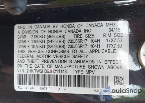 2018 Honda Cr-V Lx z USA, uszkodzony, nr VIN 2HKRW6H36JH211148